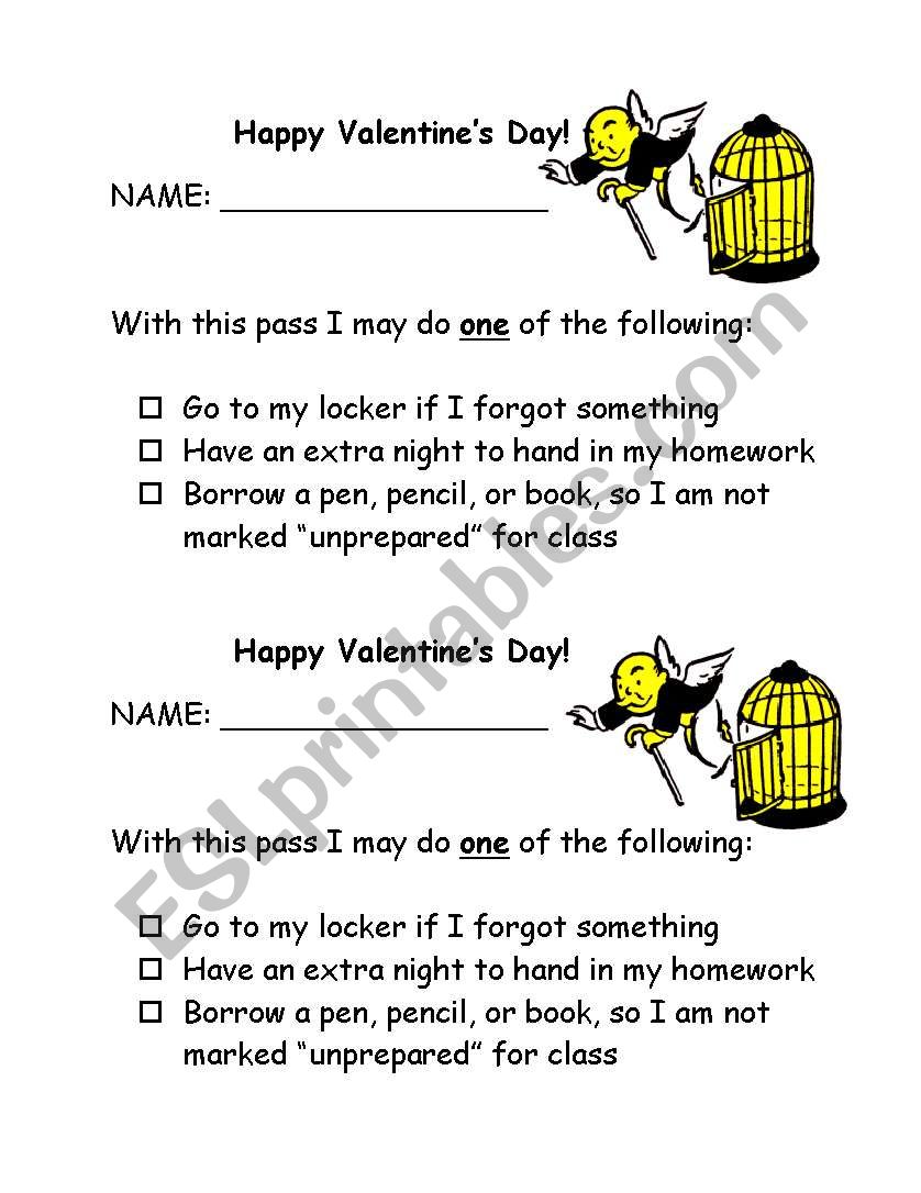 Get Out of Jail Free Card worksheet