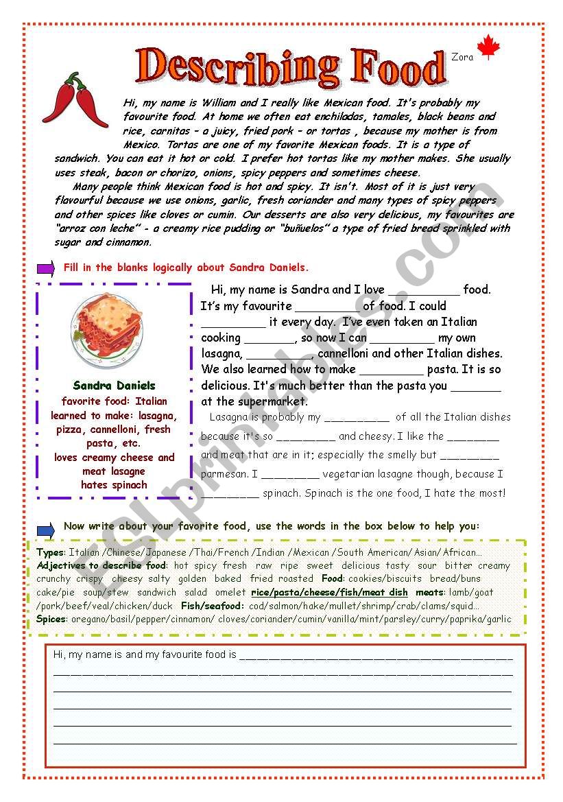 Describing Food worksheet