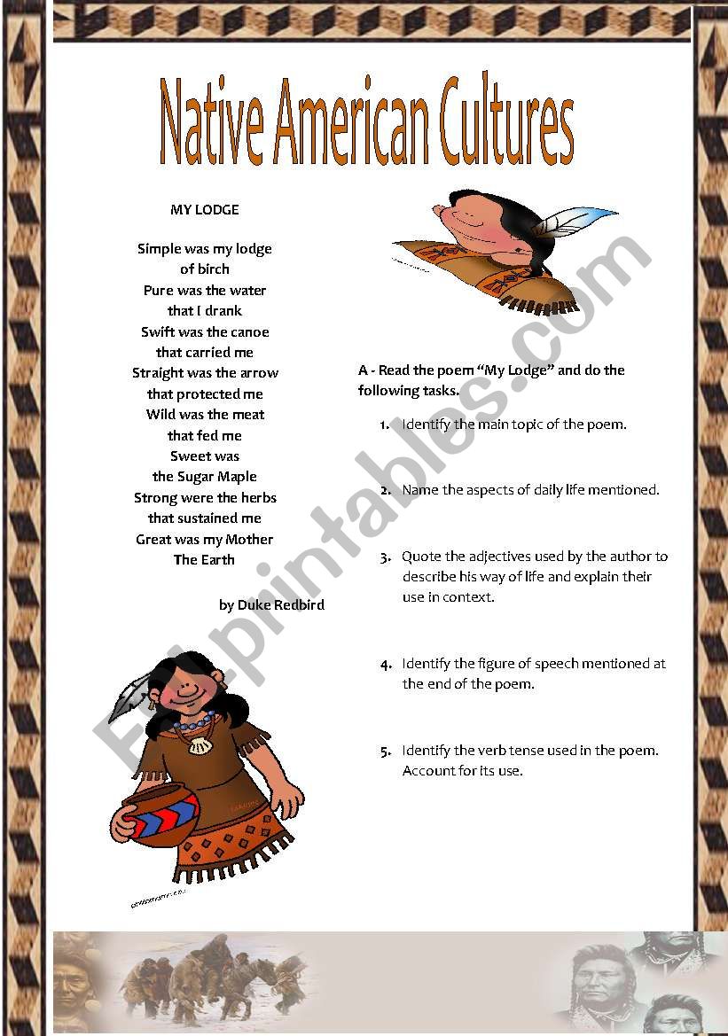 NATIIVE AMERICAN CULTURE worksheet