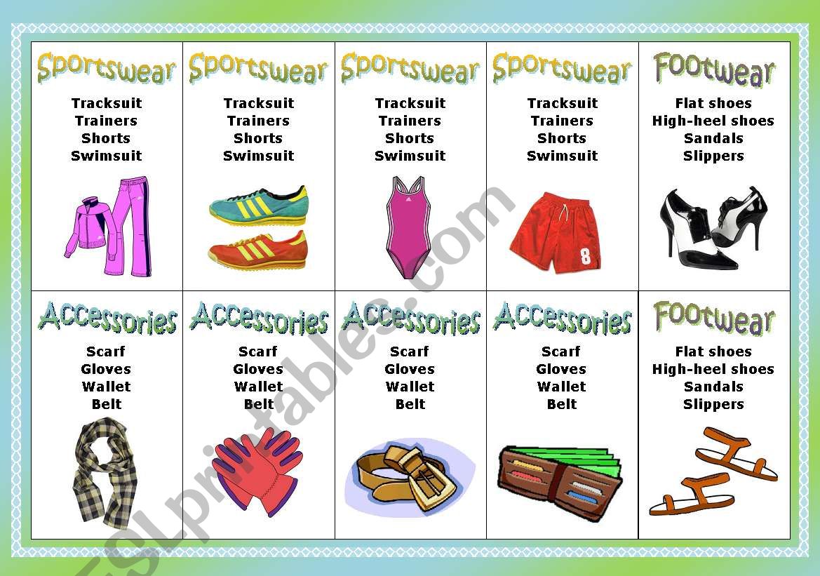 Clothes & Accessories part 2 (card game, all 28 cards included)