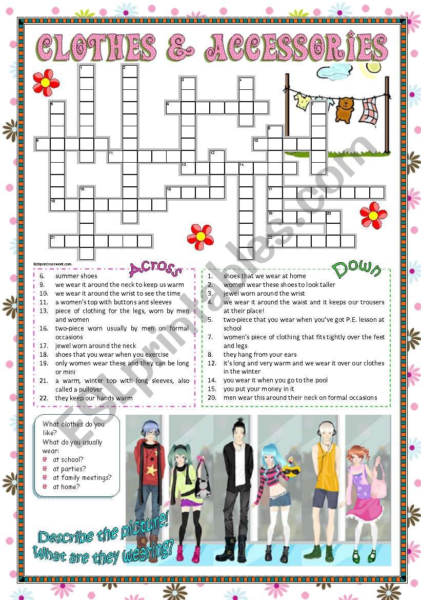 Clothes & Accessories part 3 (crossword)