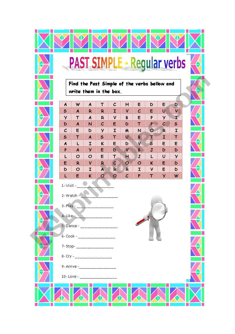 Past Simple_wordsearch worksheet