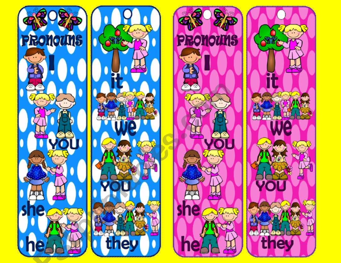 pronouns bookmarks worksheet