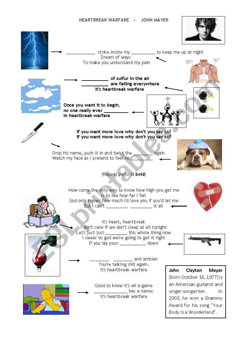 Song by John Mayer: HEARTBREAK WARFARE (with key)