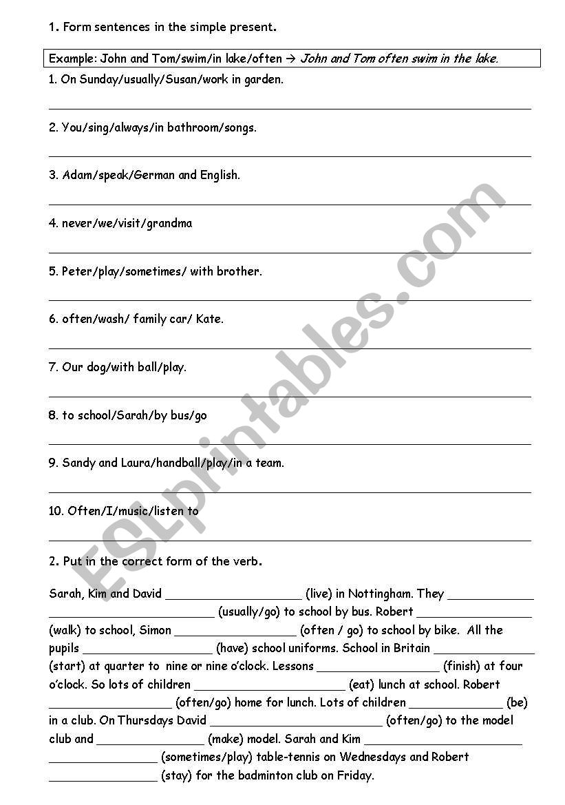 present simple exercises worksheet