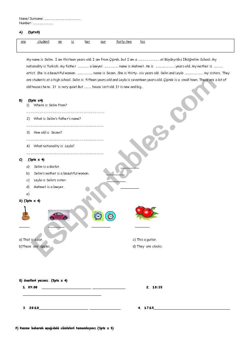 ASSESSMENT worksheet