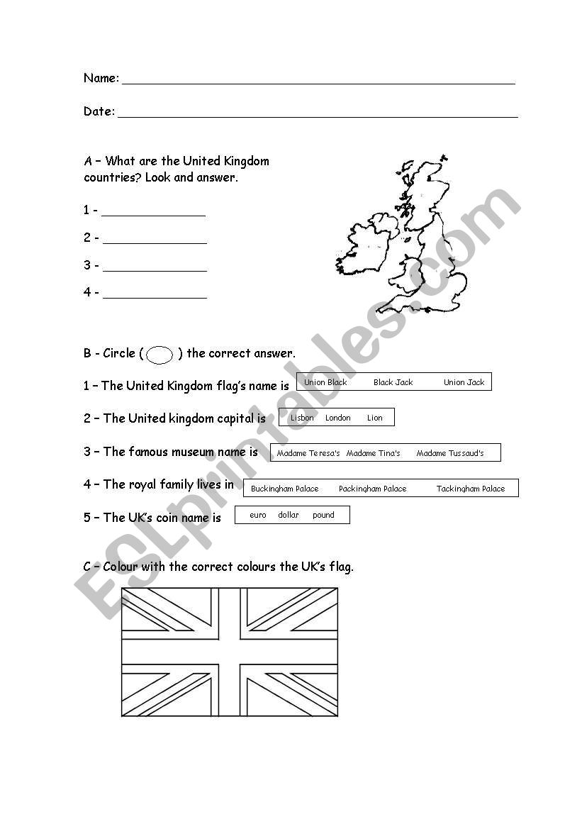 worksheet UK, numbers and clothes