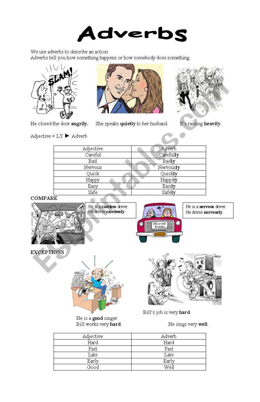 Adverbs worksheet