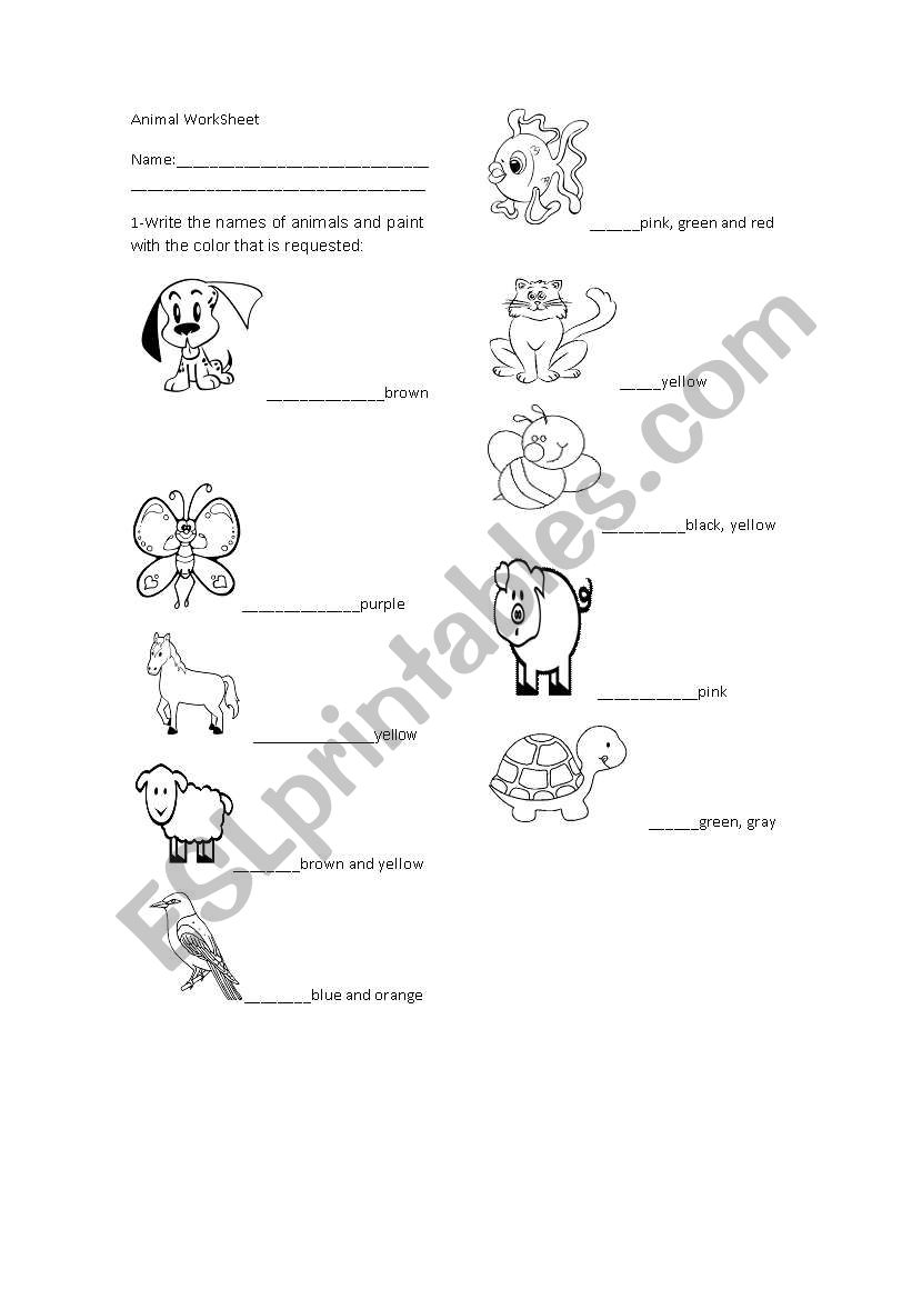 Animal worksheet worksheet