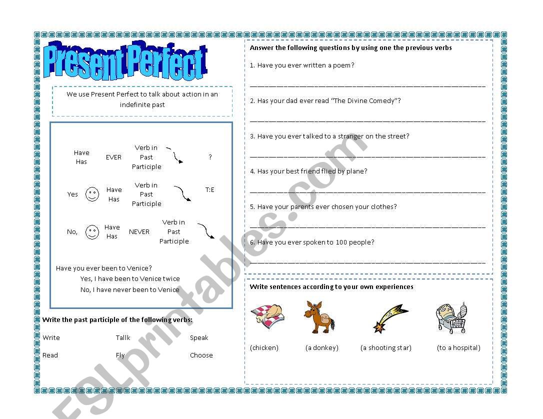 Present Perfect (ever-never) worksheet