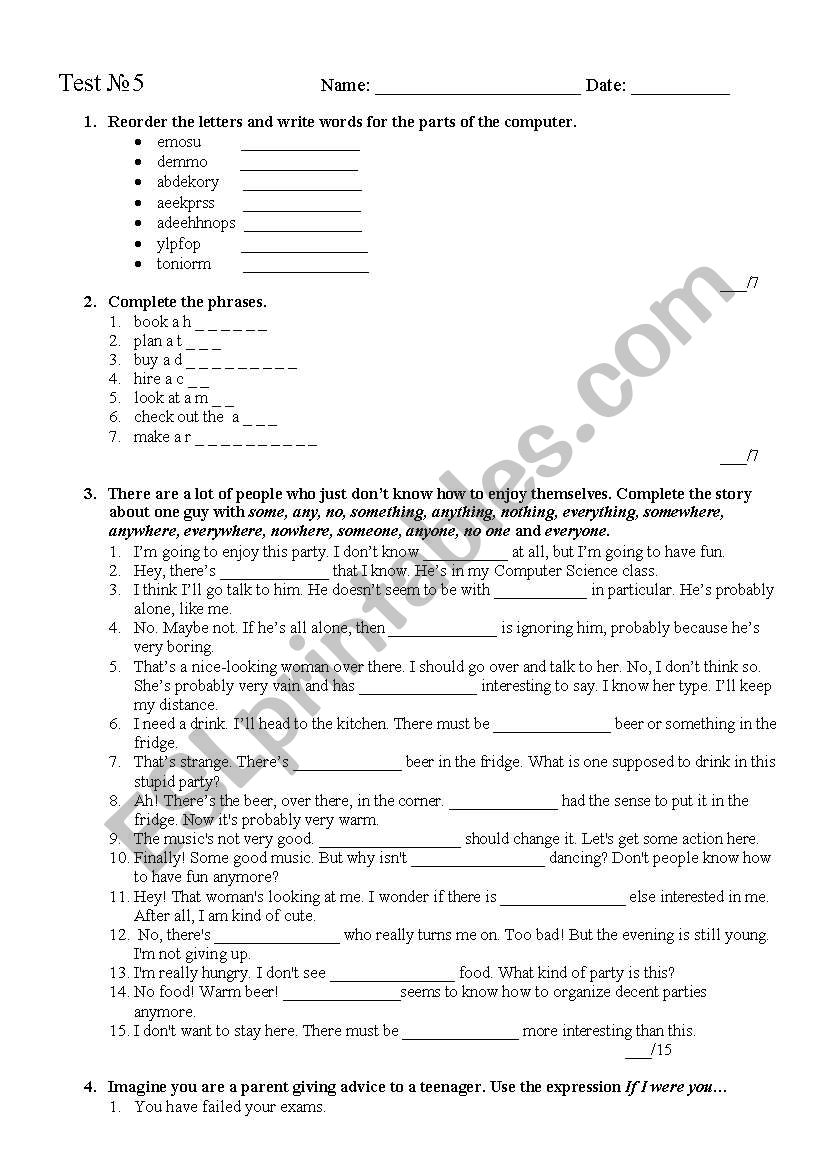 Test for More3! worksheet