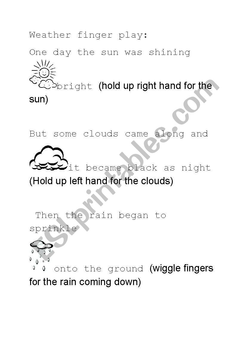 weather finger play and color worksheet