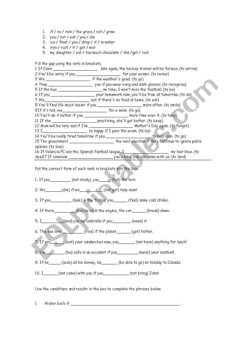 first conditional worksheet