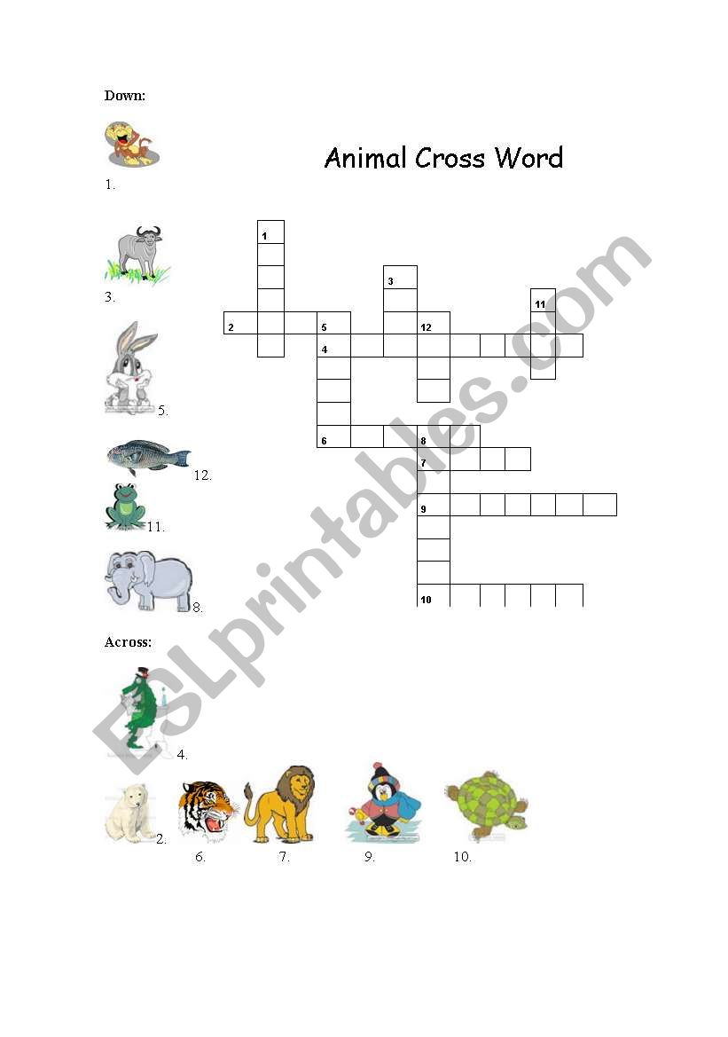 Animal Crossword worksheet