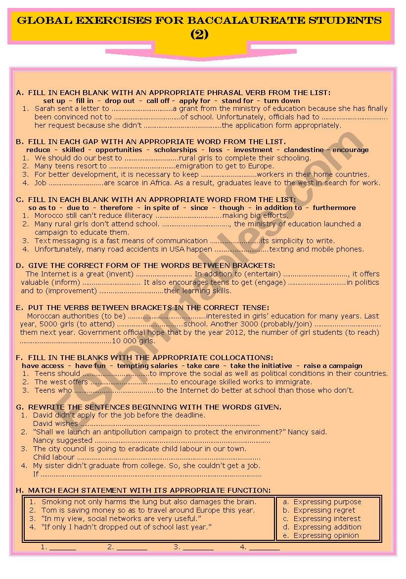 Global Exercises for Baccalaureate Students (2)