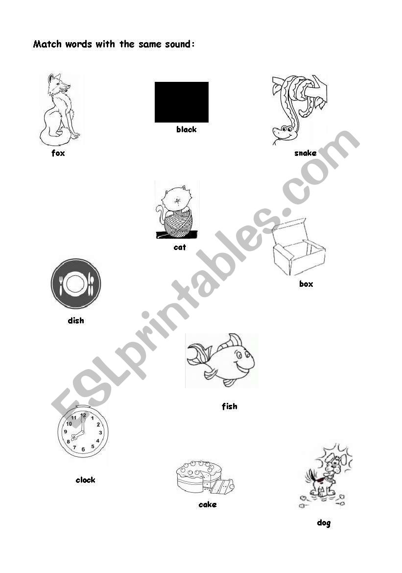 Match the sounds worksheet