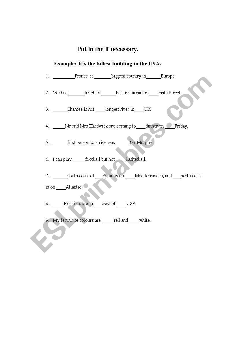 The worksheet