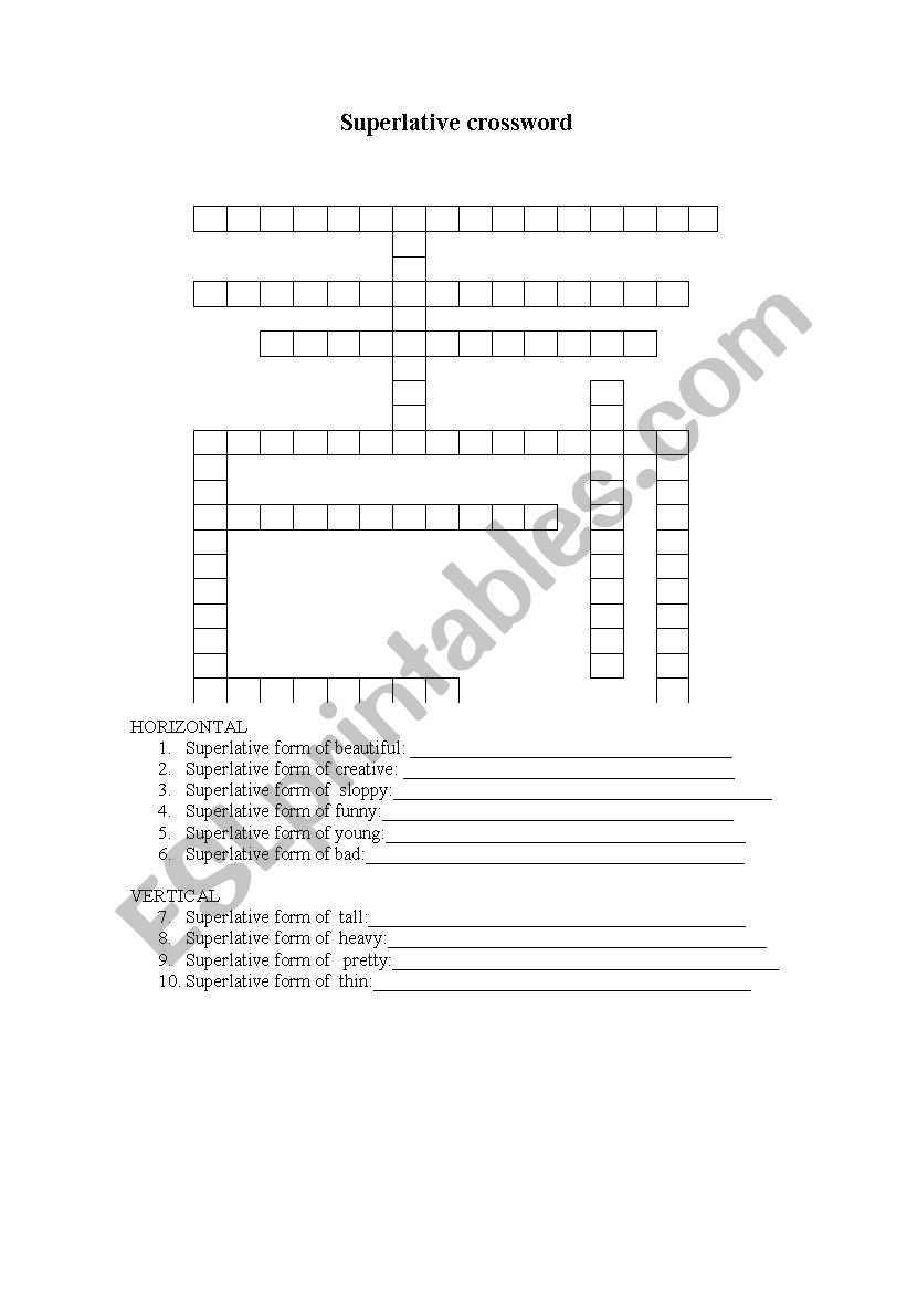 Superlative Crossword worksheet