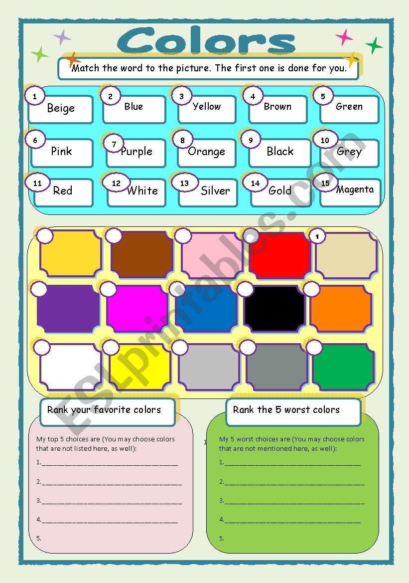 Colors worksheet