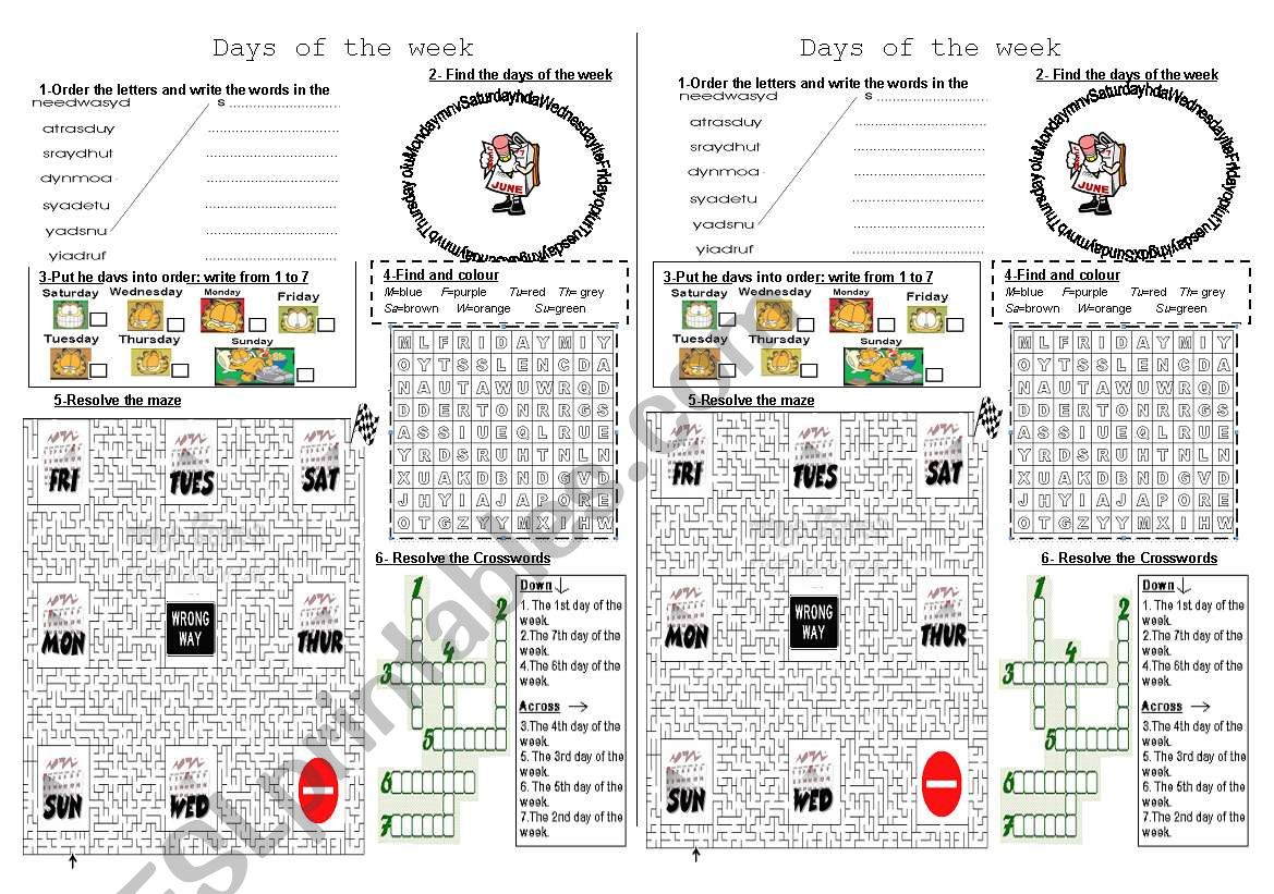 THe days of the week worksheet