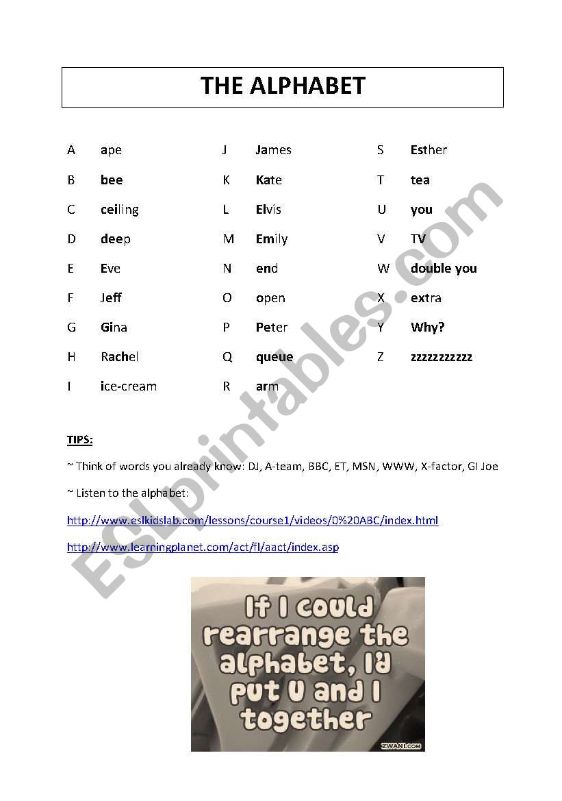 The alphabet worksheet