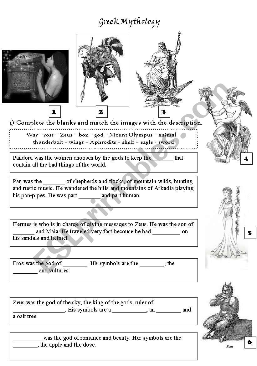 Greek Mythology - History - worksheet