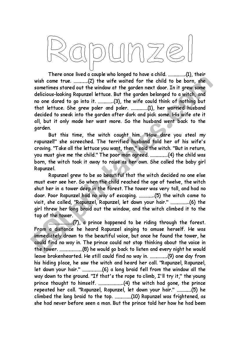 Rapunzel-working with connectors in narrative texts