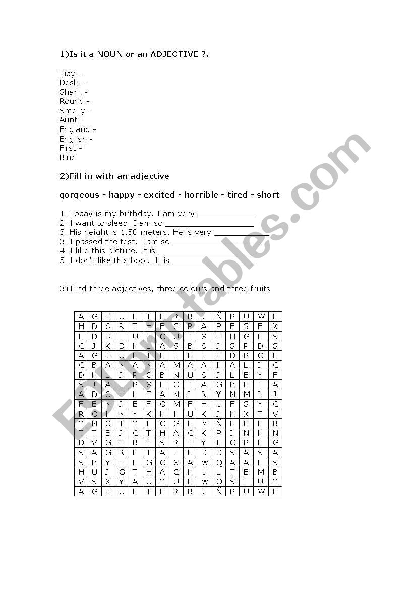 Adjectives worksheet