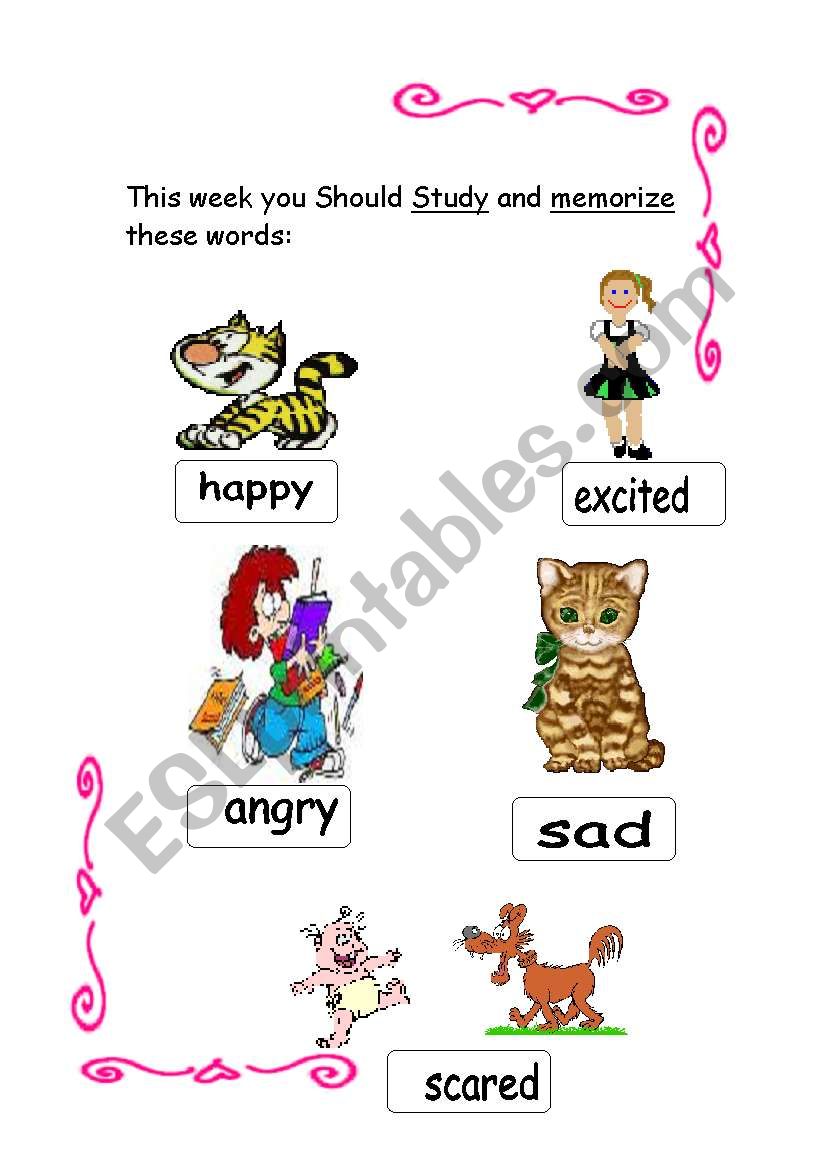 Adjectives Flashcards. Adjectives feelings Worksheets.