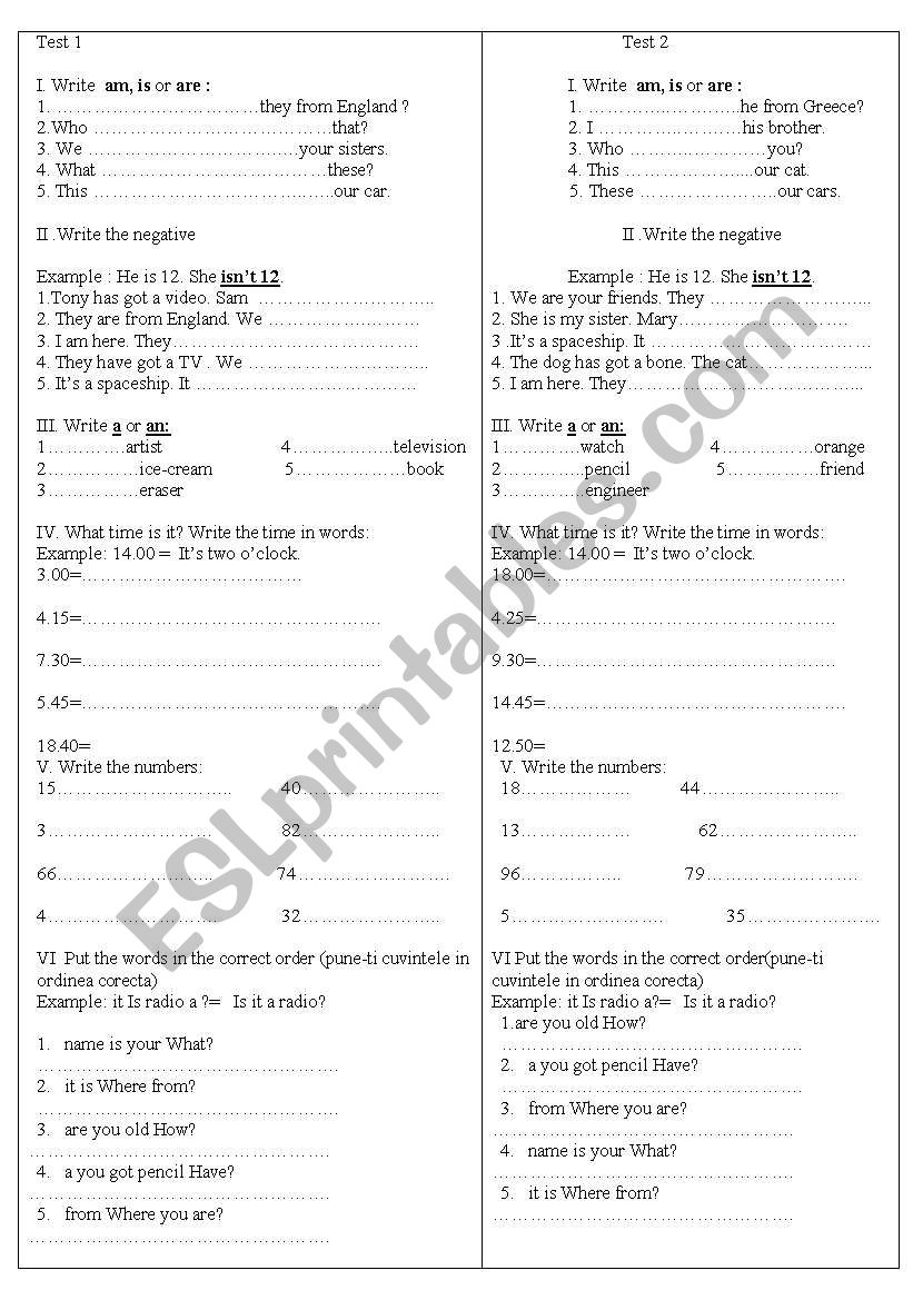 Test worksheet