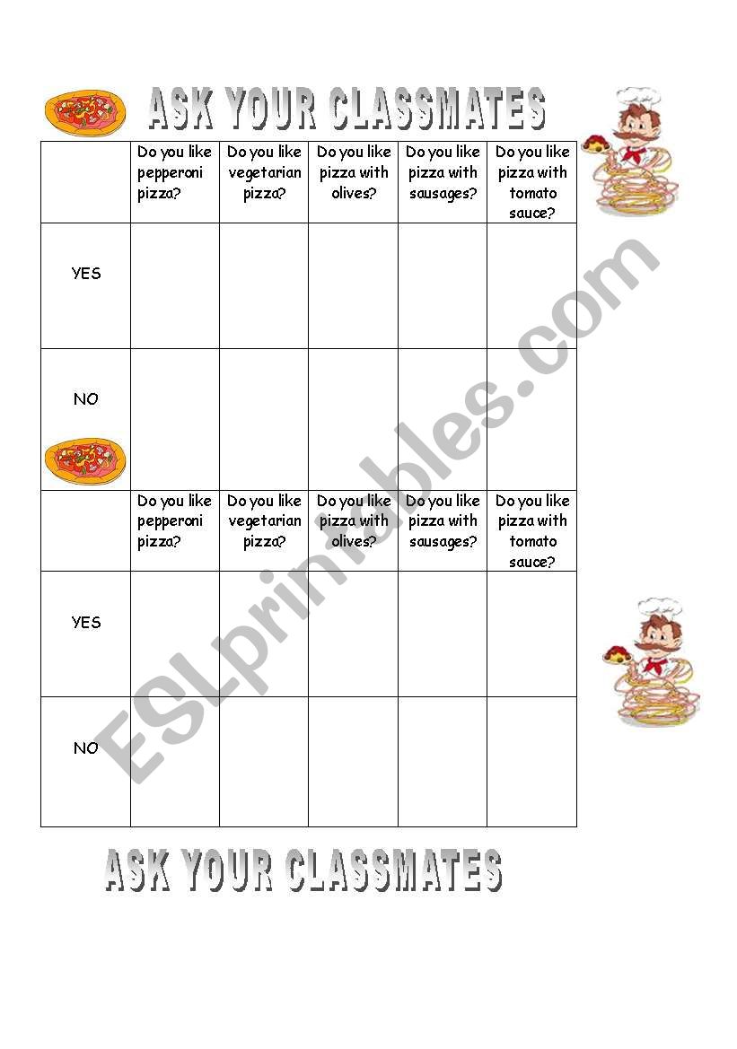 FOOD SURVEY  worksheet