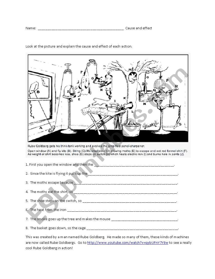 Cause and Effect with Rube worksheet