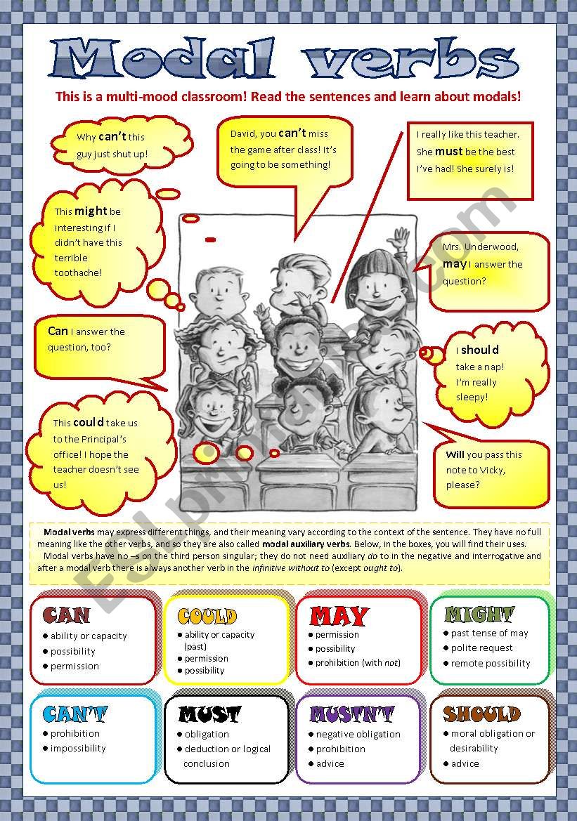 Modal verbs (with key) worksheet