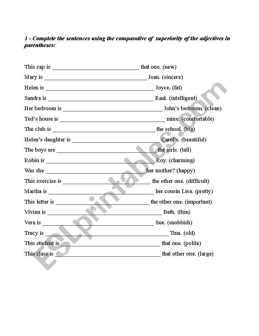 Comparative and Superlative of Adjectives