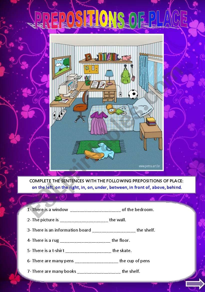 PREPOSITIONS OF PLACE worksheet