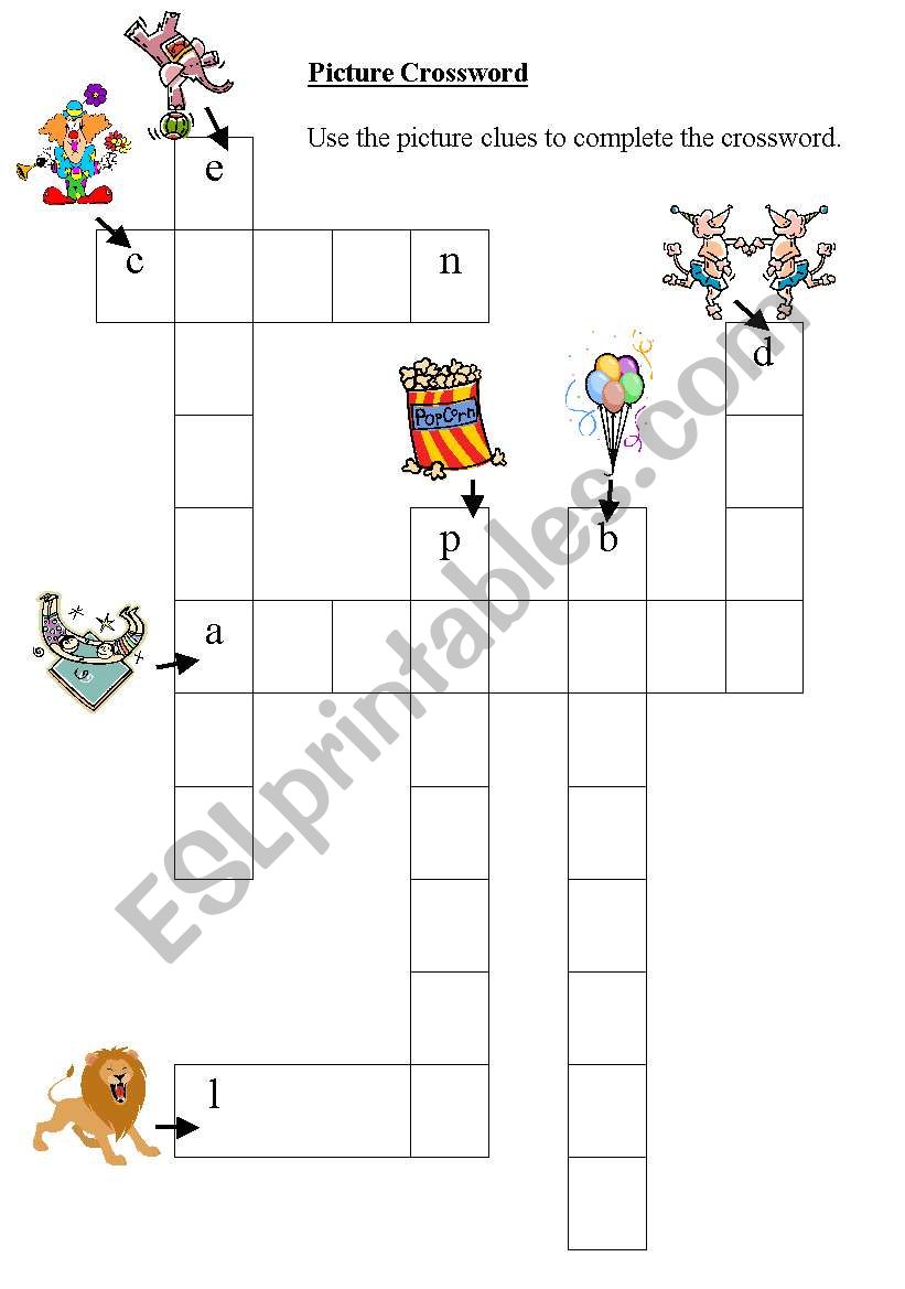 Picture Crossword - Circus worksheet