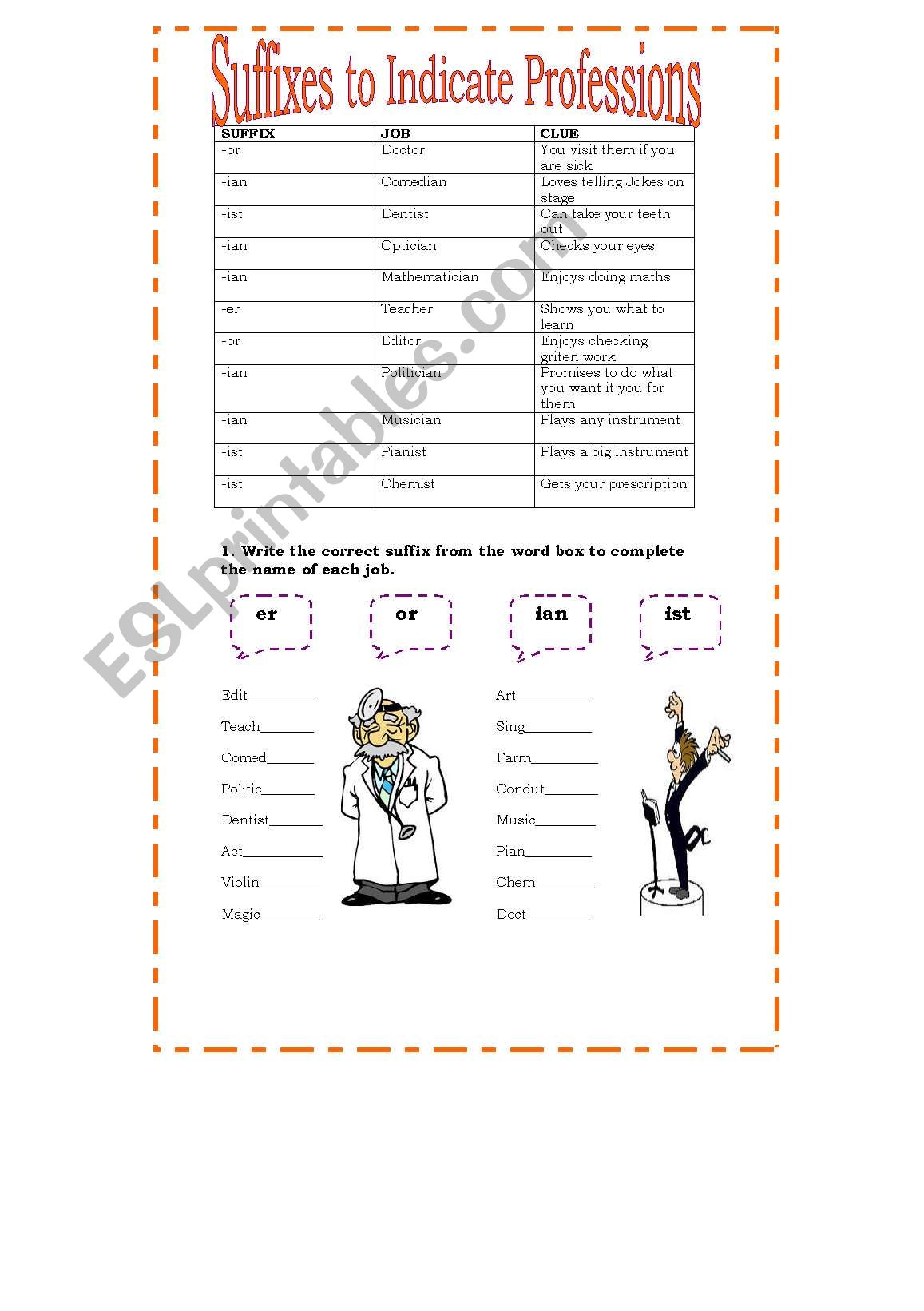 suffixes worksheet