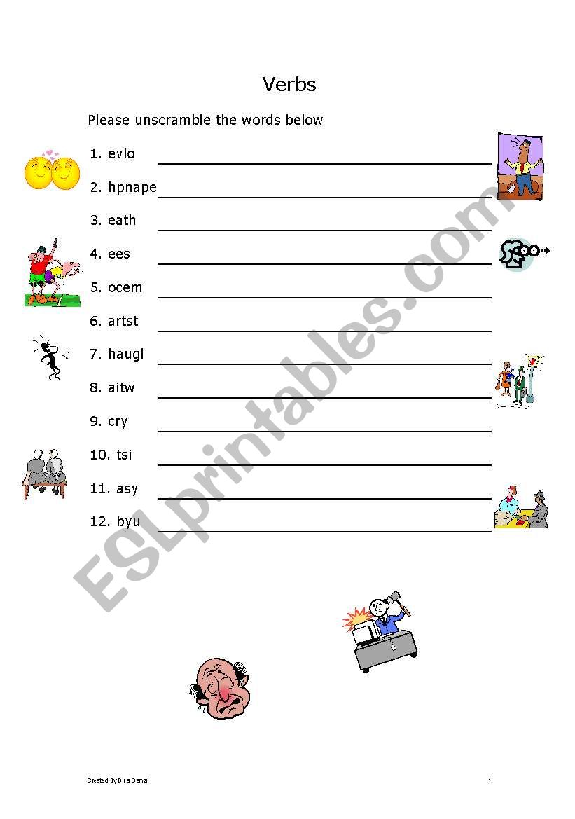 Verbs worksheet