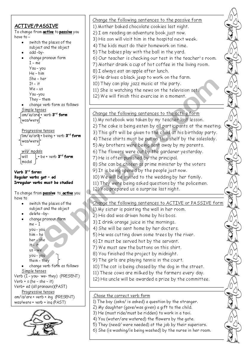 Active - Passive worksheet