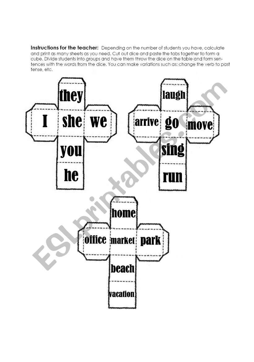 Sentence formation activity worksheet