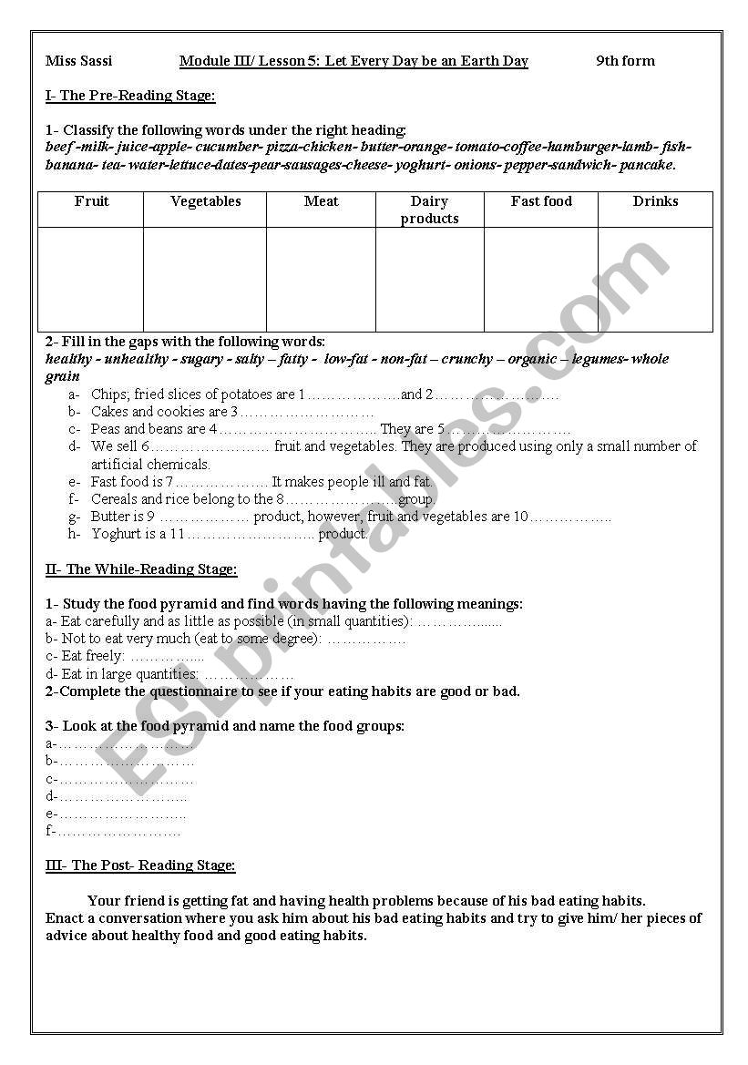  Lesson 5:Earth day worksheet