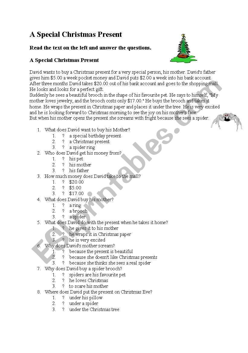 a christmas present worksheet