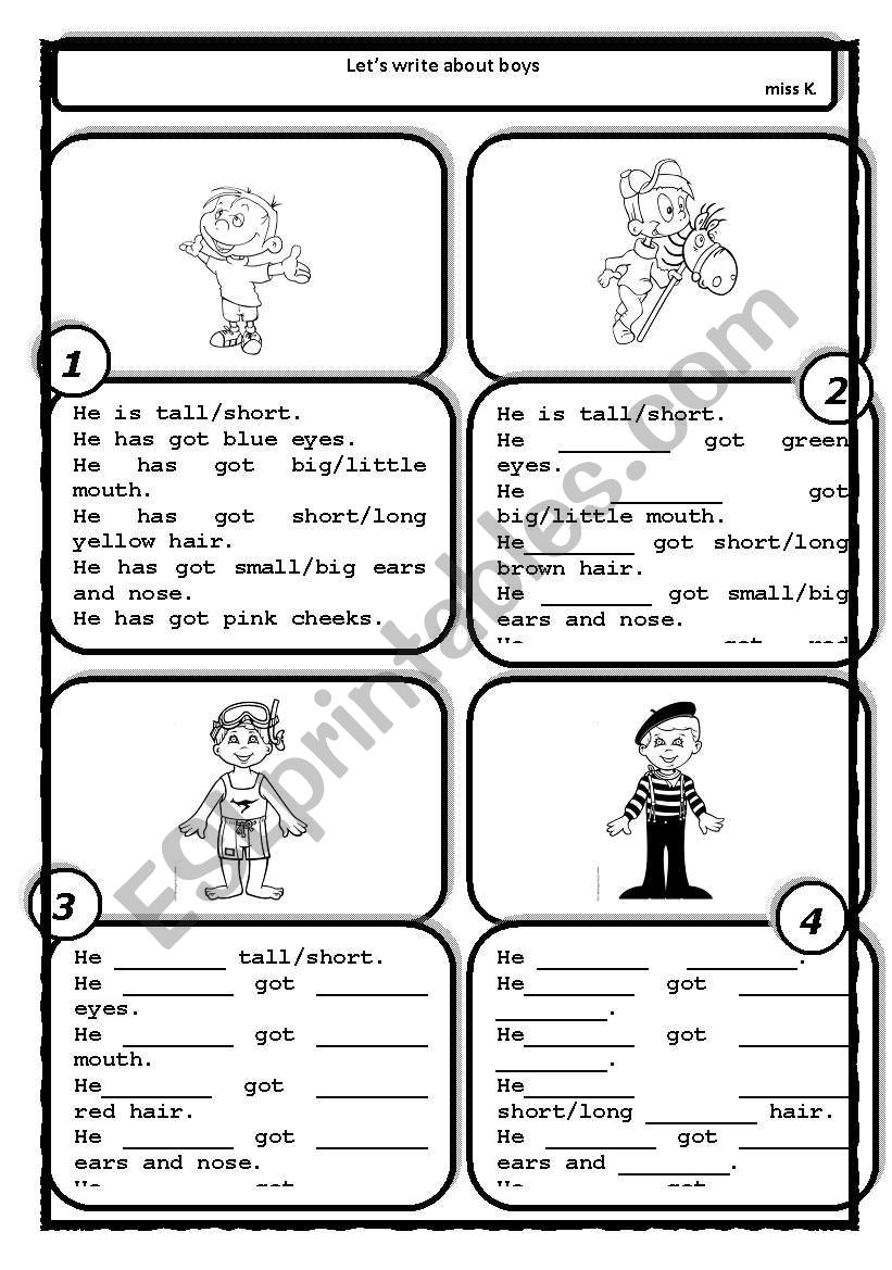 FACE DESCRIPTION-BOYS - 1 worksheet