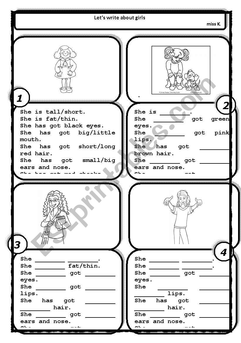 FACE DESCRIPTION - GIRLS - 2 worksheet