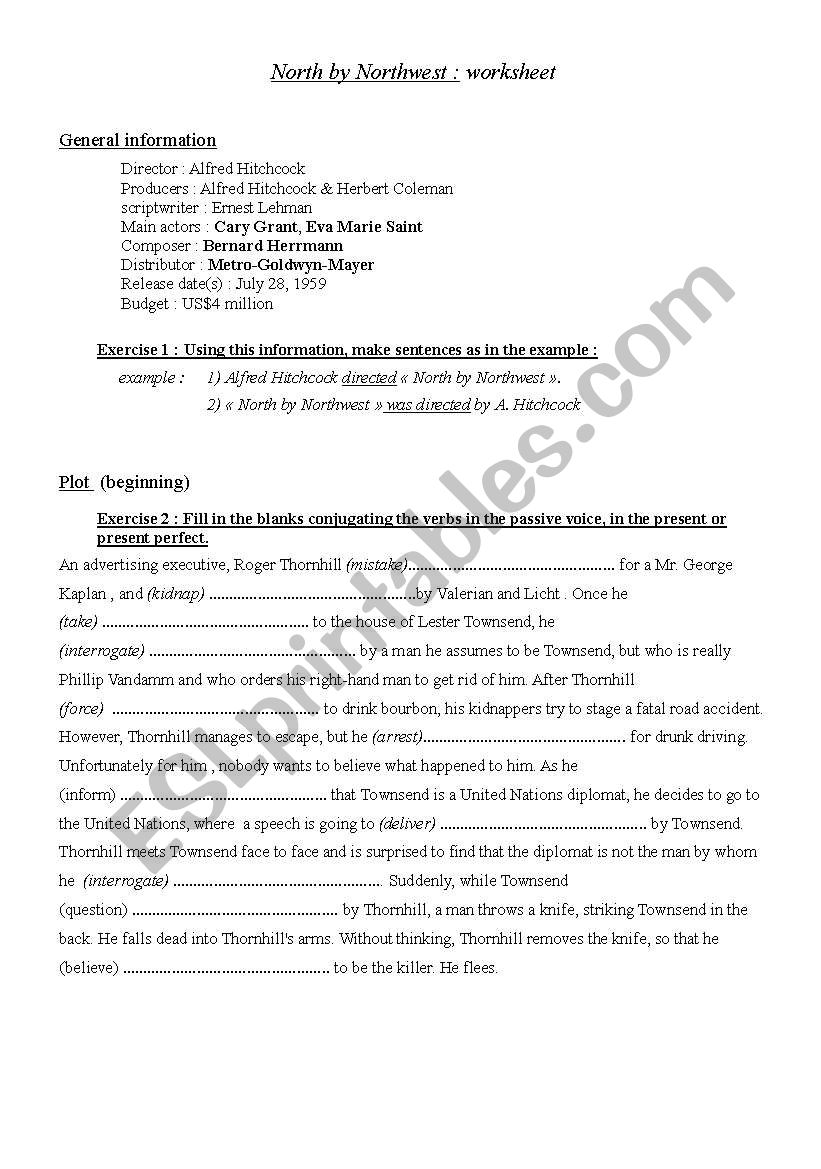 north by northwest 1 worksheet