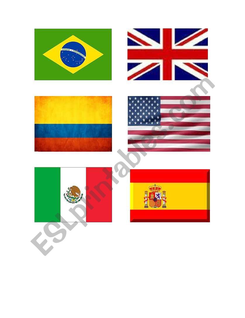memory game (nationalities) worksheet