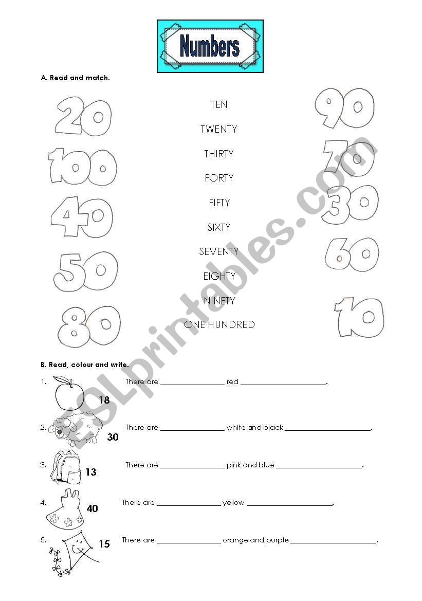 Numbers to 100 worksheet