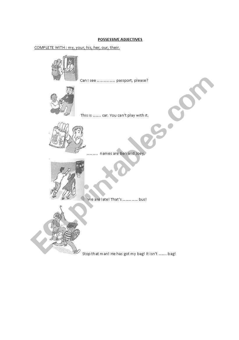 POSSESSIVE ADJECTIVES WITH PICTURES
