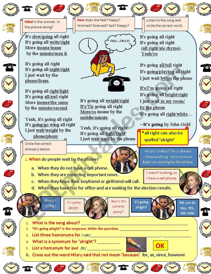 Song ItÂ´s Going by John Gold worksheet