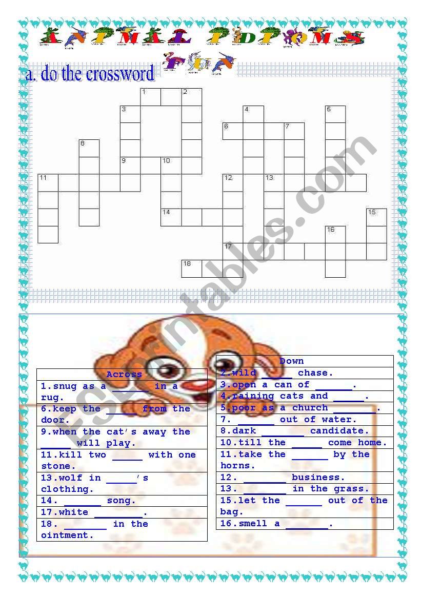 animal idioms fun worksheet